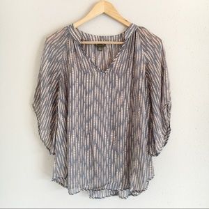 Anthropologie Fei Multi Color Print Sheer Blouse